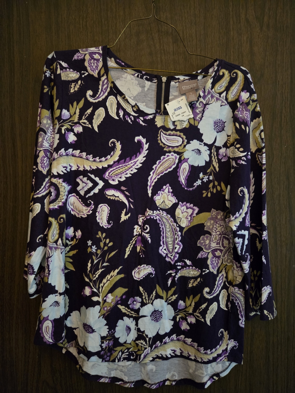 Chico's Purple Paisley & Floral Scoop Neck Tunic
